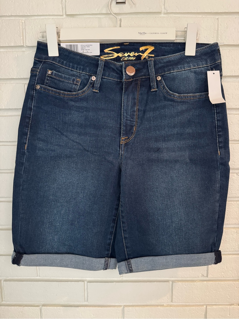 Seven7 Women's Dark Indigo Rolled Cuff Denim Bermuda Shorts